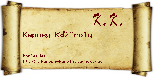 Kaposy Károly névjegykártya
